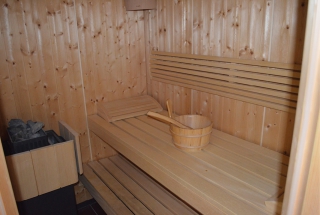 Die Sauna von innen Ferienhaus am Fehmarnsund